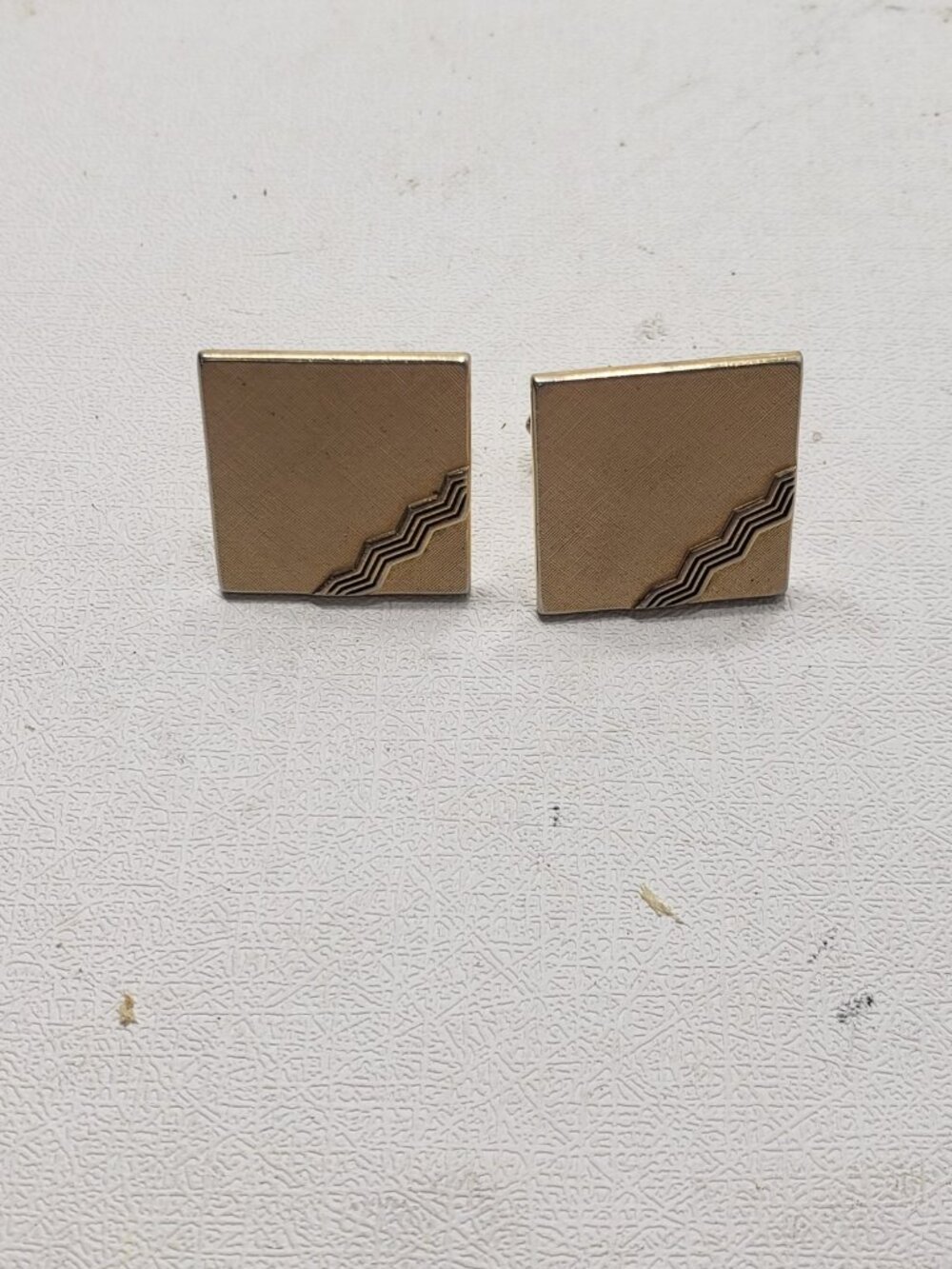 Vintage Swank Tone Geometric Art Deco Cufflinks Mens Formal Jewelry Preowned